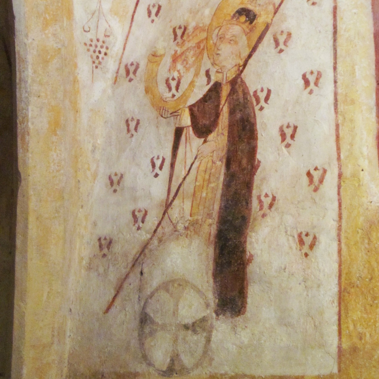 Fresco “St Cornelius” (15th cent.), consecration cross