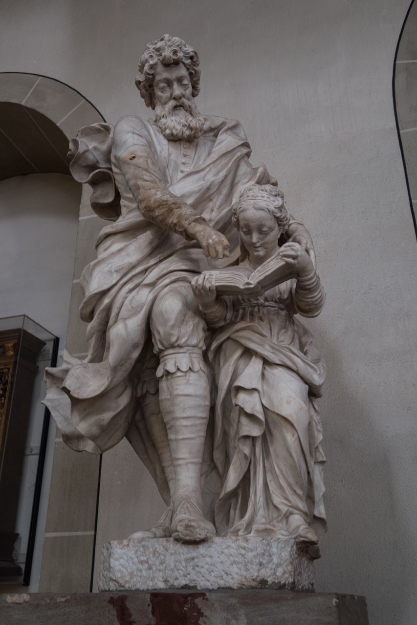 Skulptur, vermutlich Maria mit ihrem Vater Joachim darstellend, Mitte 18. Jh.