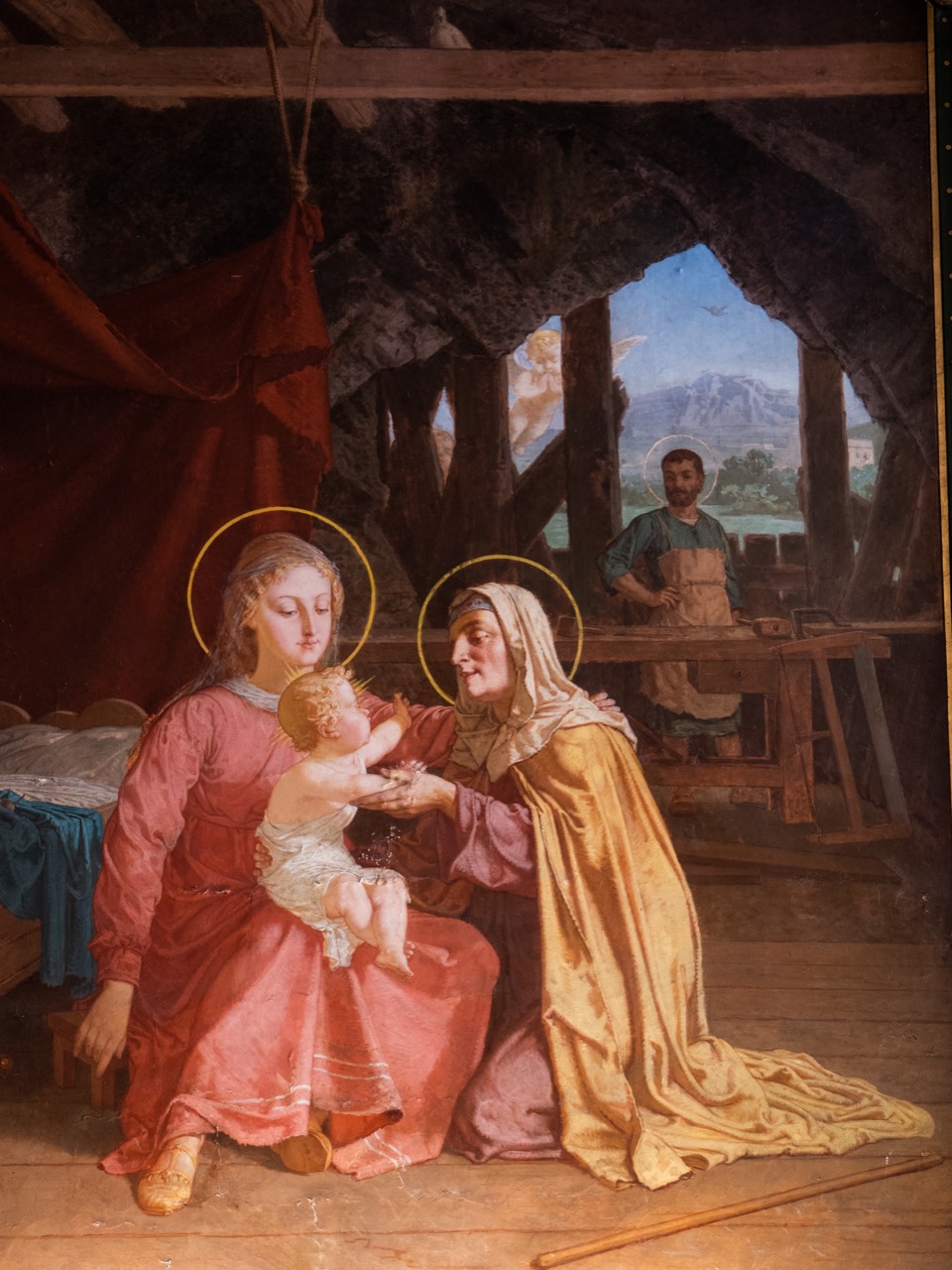 Annenkapelle, Fresko mit Abbildung des Besuchs der hl. Anna in der Werkstatt der hl. Familie in Nazareth (Yan’ Dargent, zwischen 1870 und 1883)