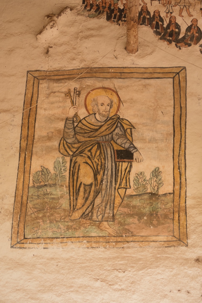 Wandmalerei in der Vorhalle: Petrus (18. Jh.)