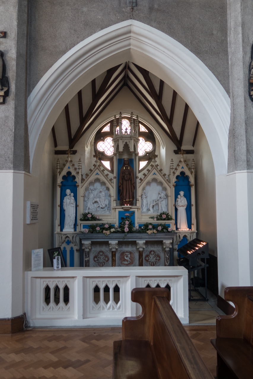 Lady Chapel with statue “Our Lady of Penrhys” (Mother Concordia OSB, 1992)