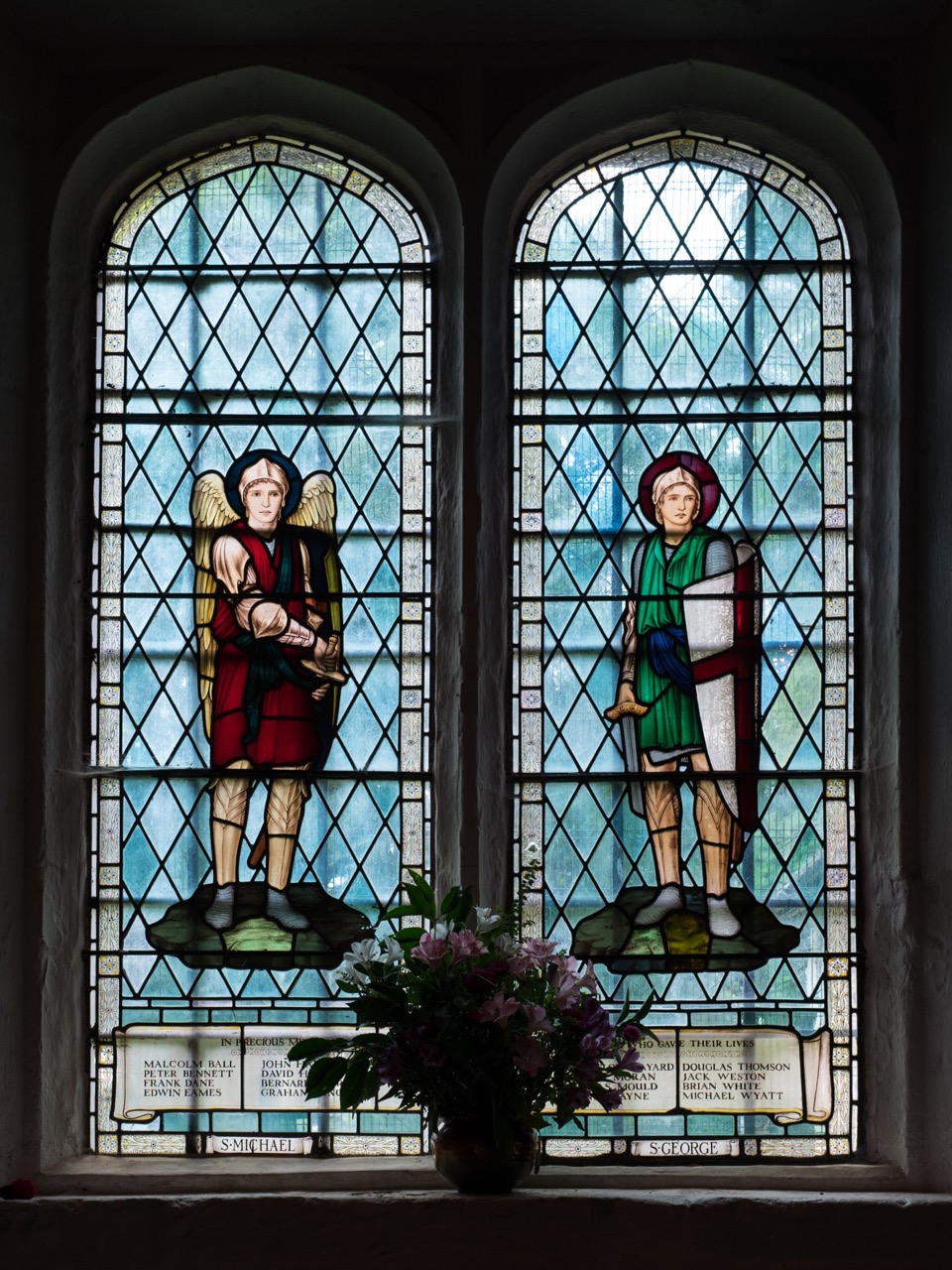 Stained glass windows recording the fallen in the second world war