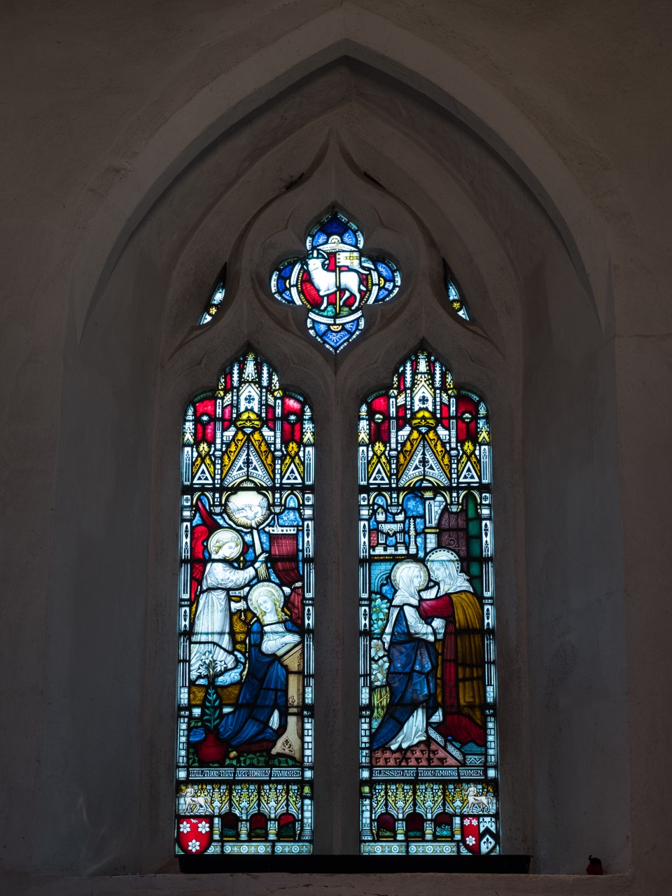 East window in the Lady Chapel with scenes from the life of Mary (late 19th cent.)