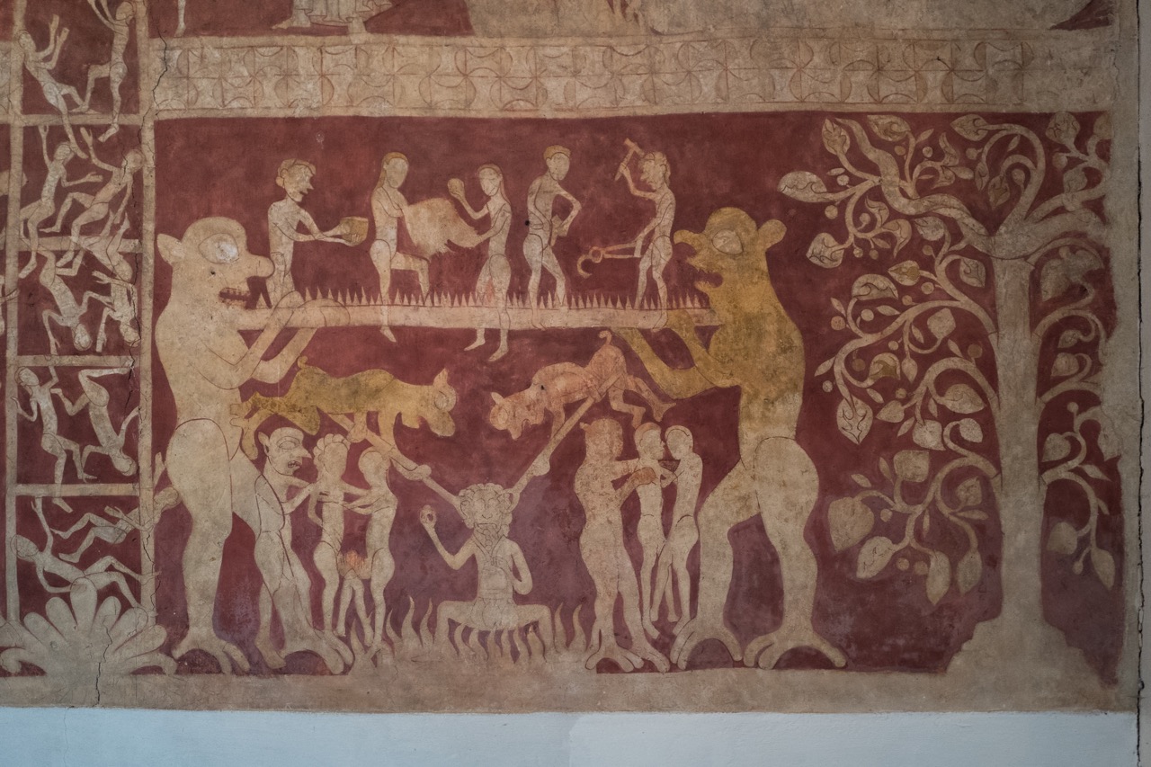 Wall painting “Ladder of Salvation of the Human Soul” (c. 1170): Dishonest Tradesmen