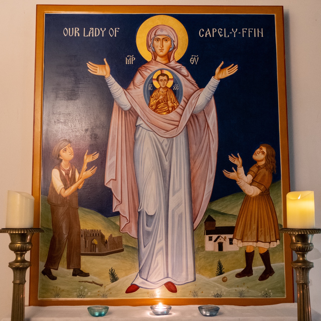 Icon of St Mary, remembering an apparition at the nearby Capel-y-ffin