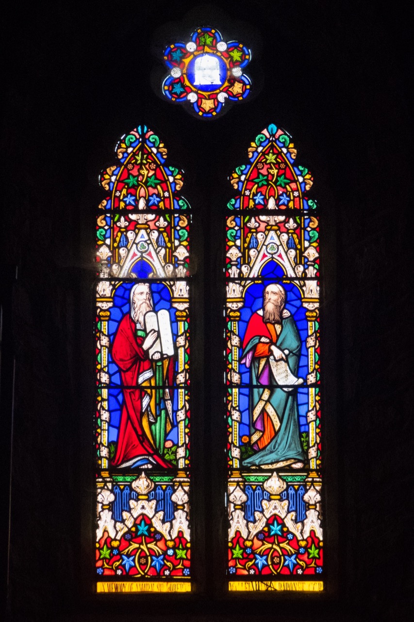 West window depicting Moses and Elijah (1876)