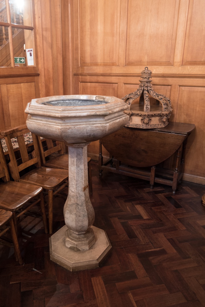 Marble font with octagonal cover
