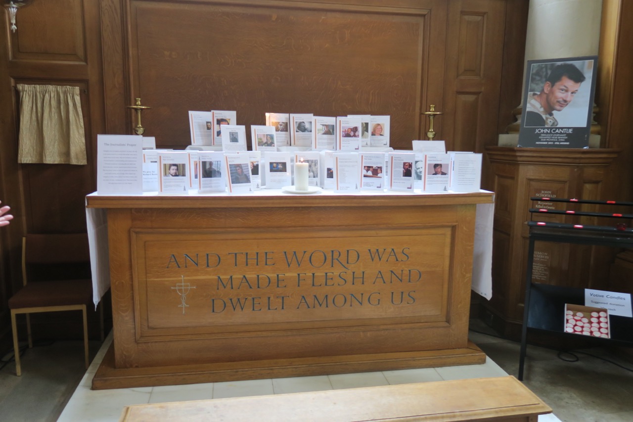Memorial altar for violently killed journalists