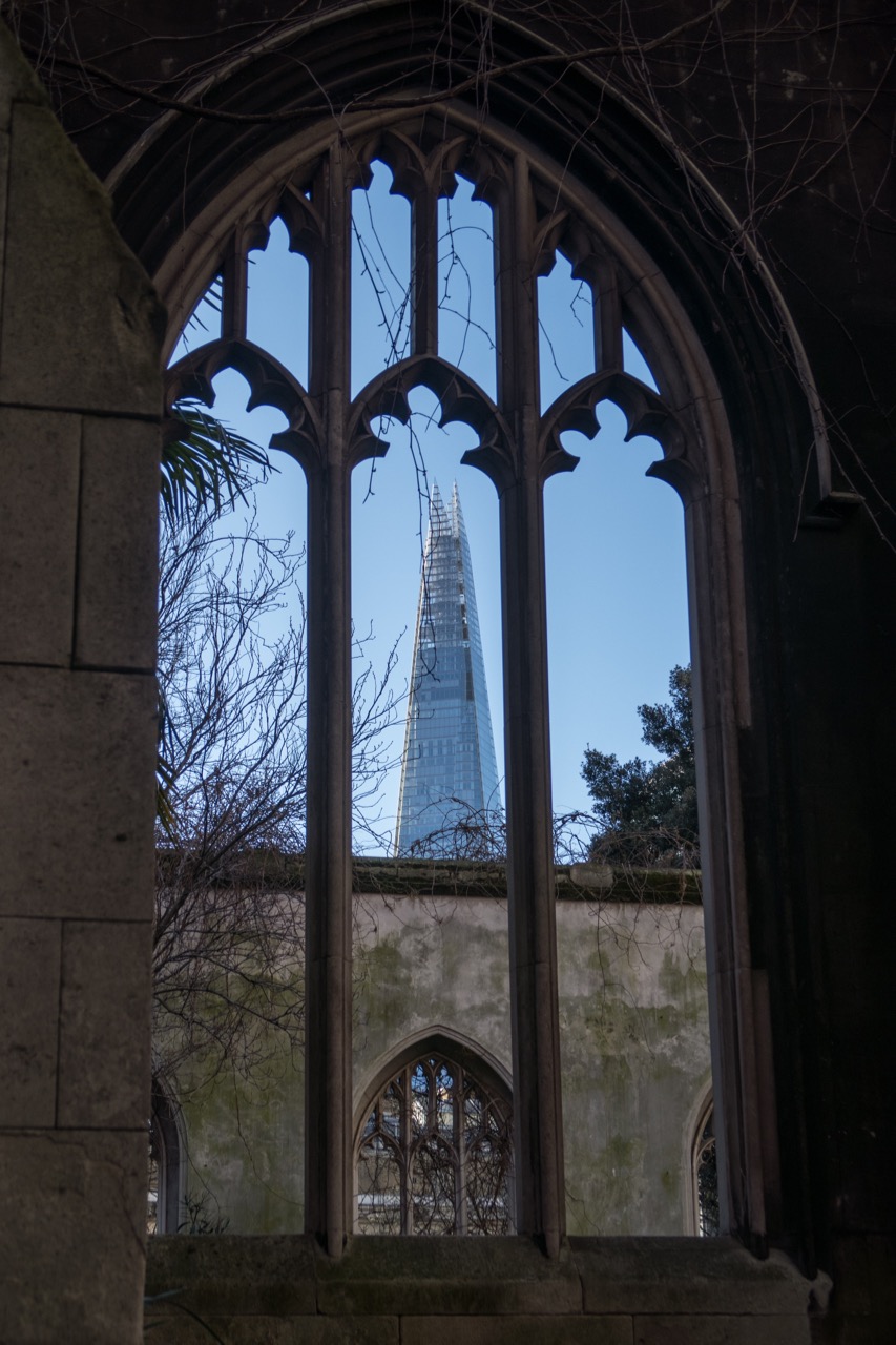 Window arch in the south wall, overlooking the Shard