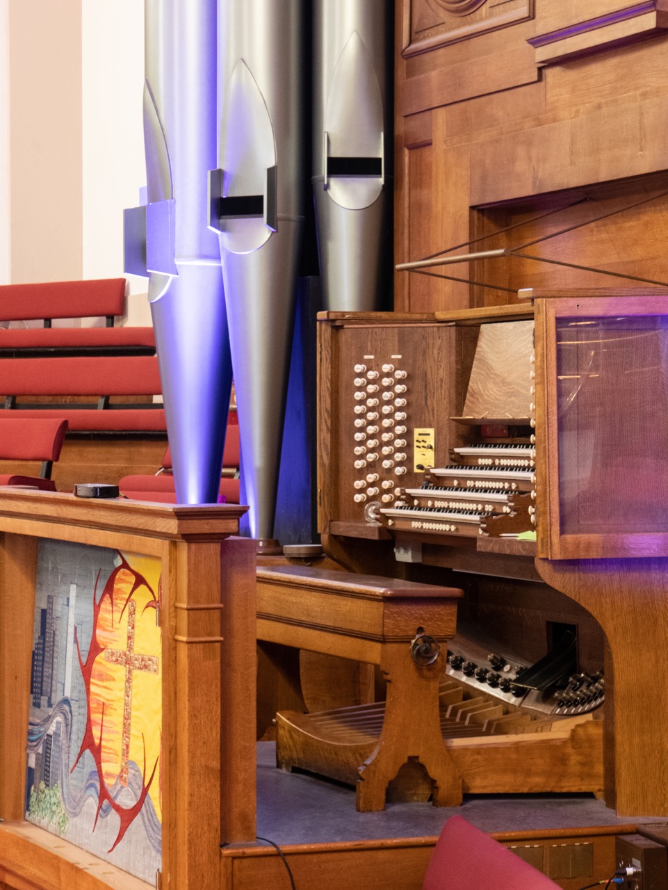 Great Hall, organ console