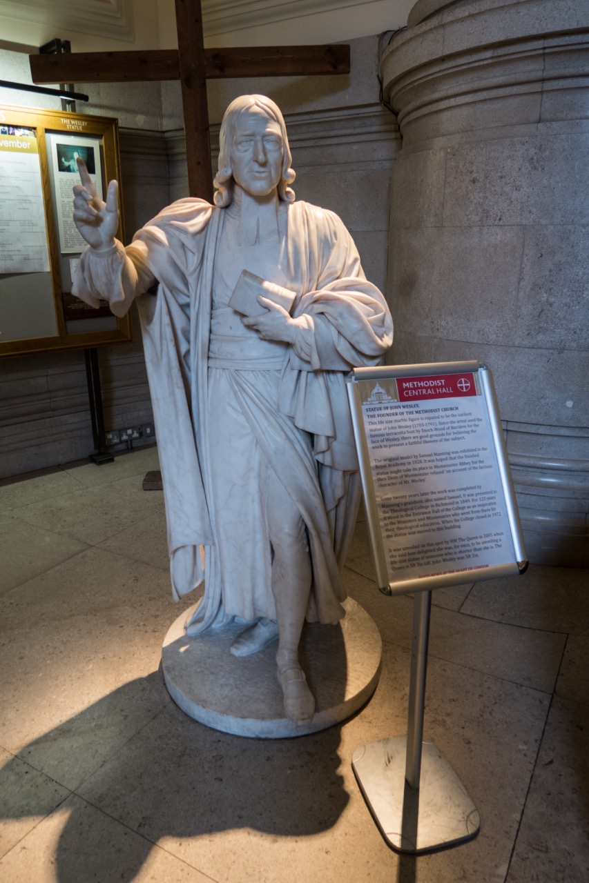 Statue of John Wesley in the entrance hall
