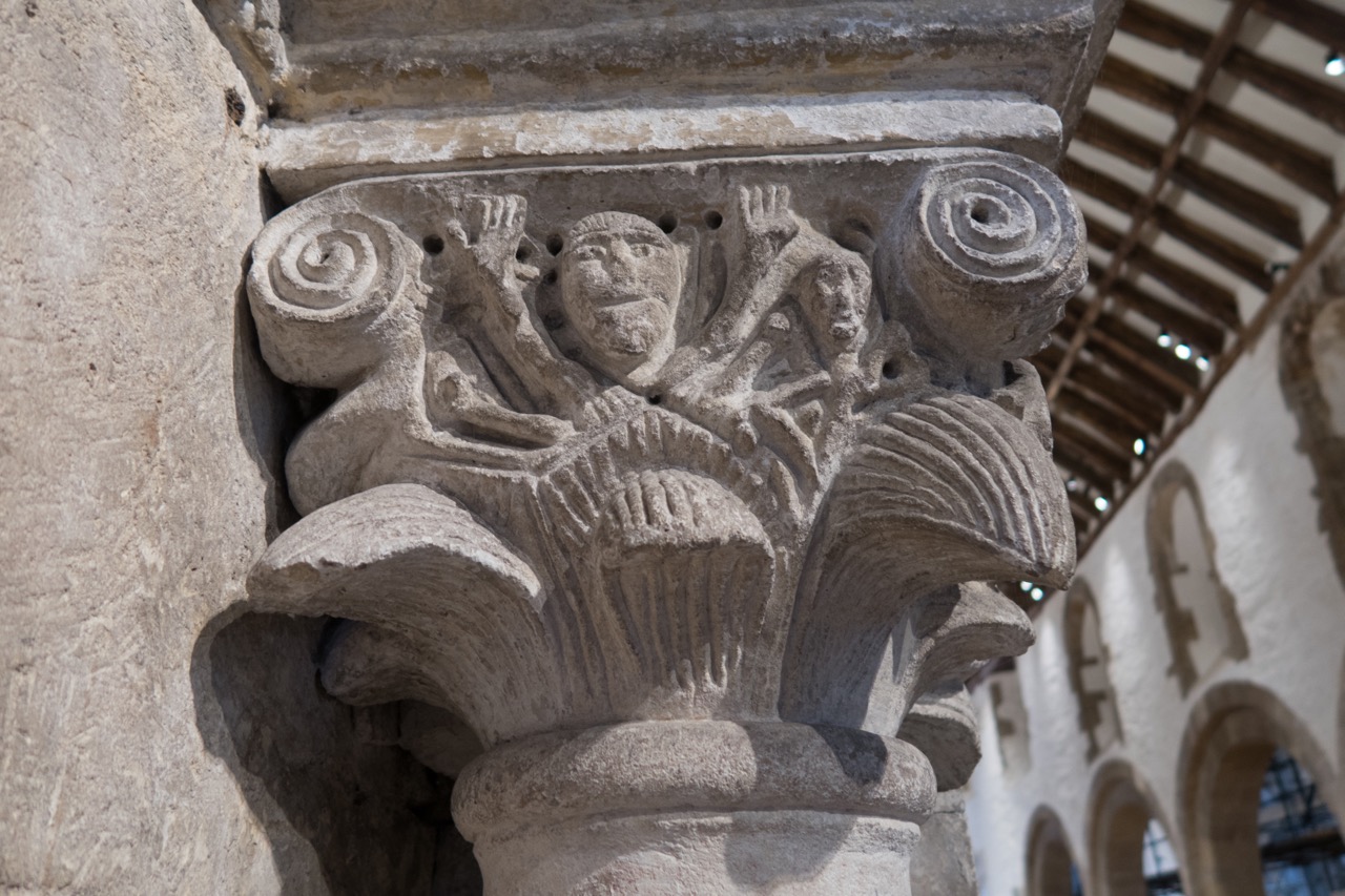 Norman arch, detail of right pillar