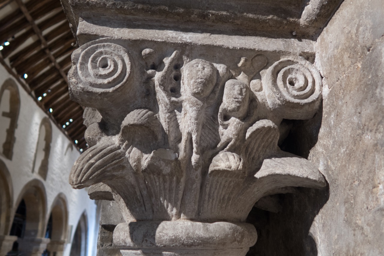 Norman arch, detail of right pillar