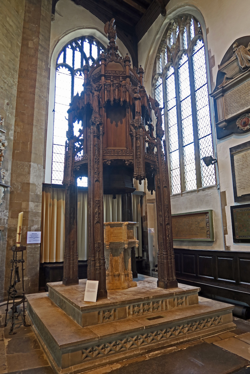 Font with wooden canopy (15th c.)