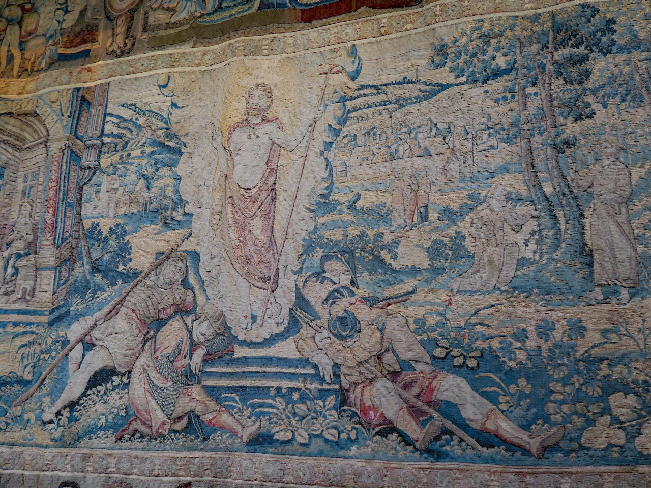 Flämischer Wandbehang (1537), Detail mit Darstellung der Auferstehung Christi
