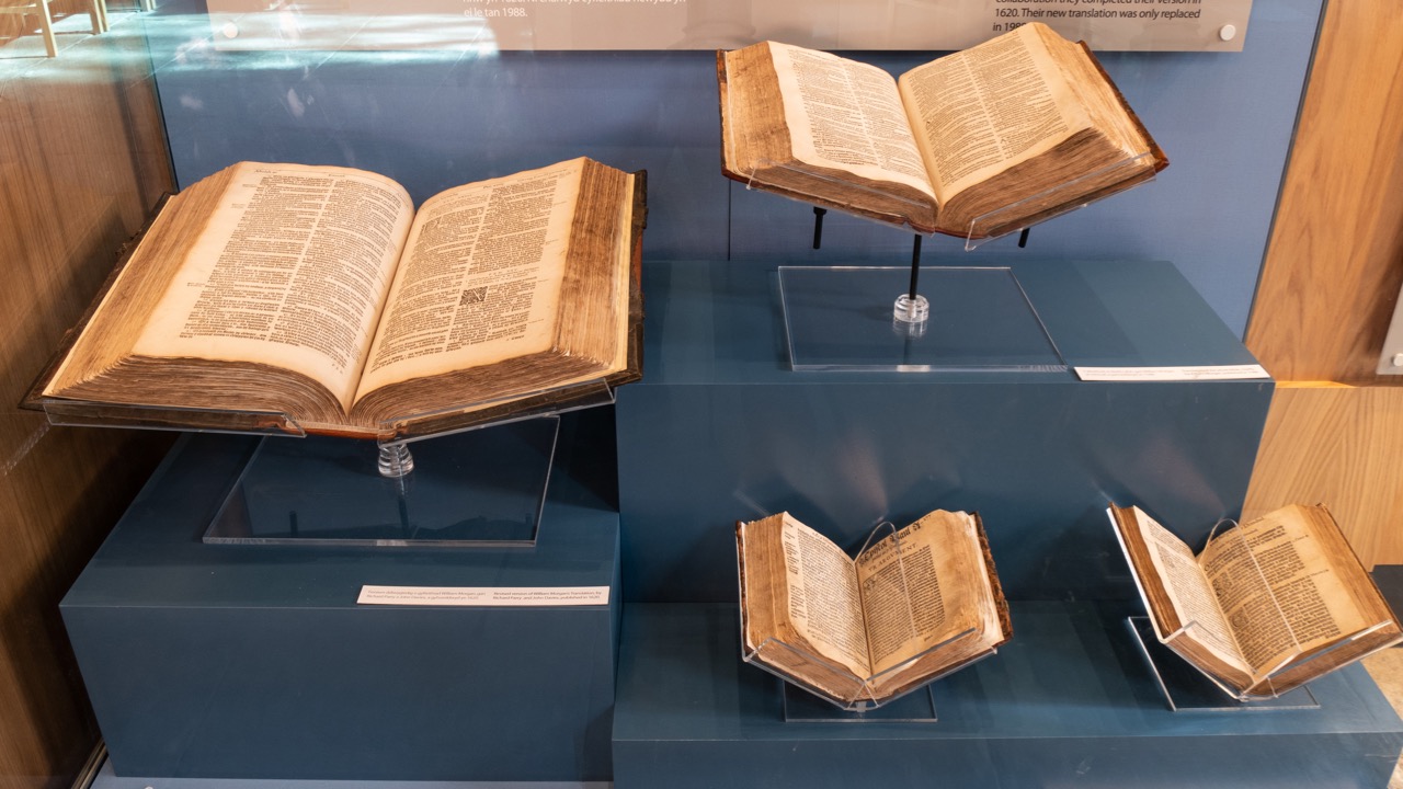 Exhibition of early Welsh bibles, including a copy of the first Welsh bible by William Morgan (1588)