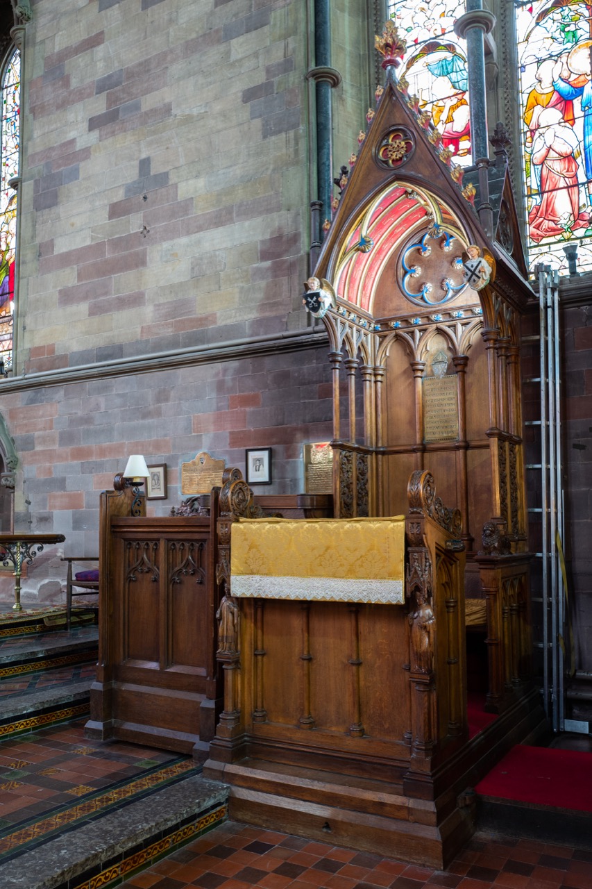 Cathedra in memory of Bishop Beveridge (Bishop of St Asaph 1704-08)