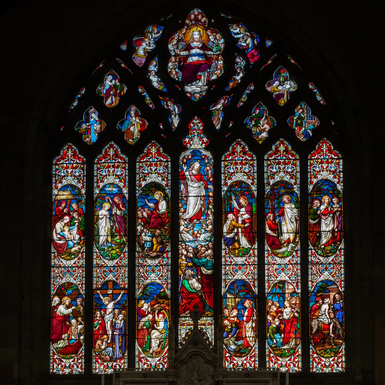 East window showing scenes from the life of Christ (1864)