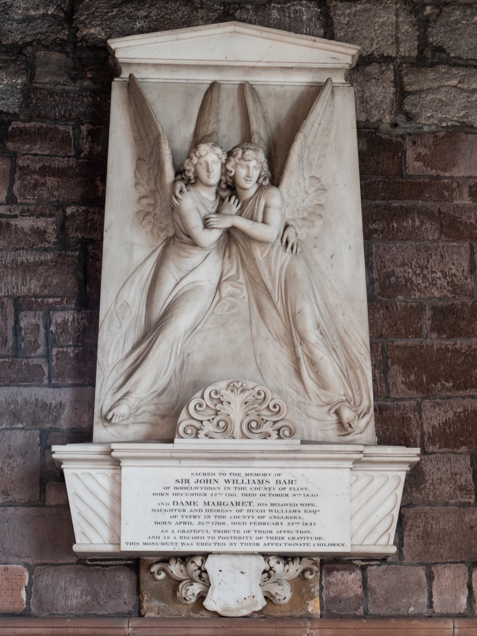 Epitaph for Sir John Williams (d. 1830) and his wife Margaret (d. 1835)