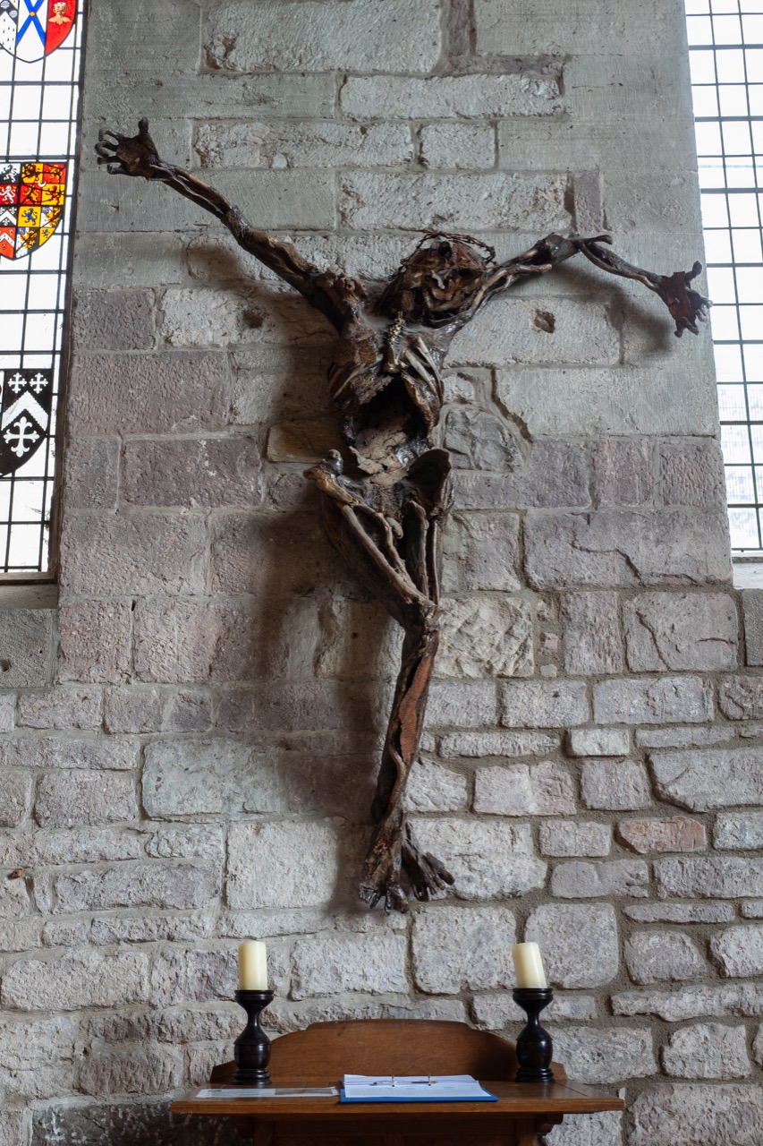 “The Naked Christ”, figure from sheep bones, scrap metal and scrap wood by Michele Coxon (21st cent.)