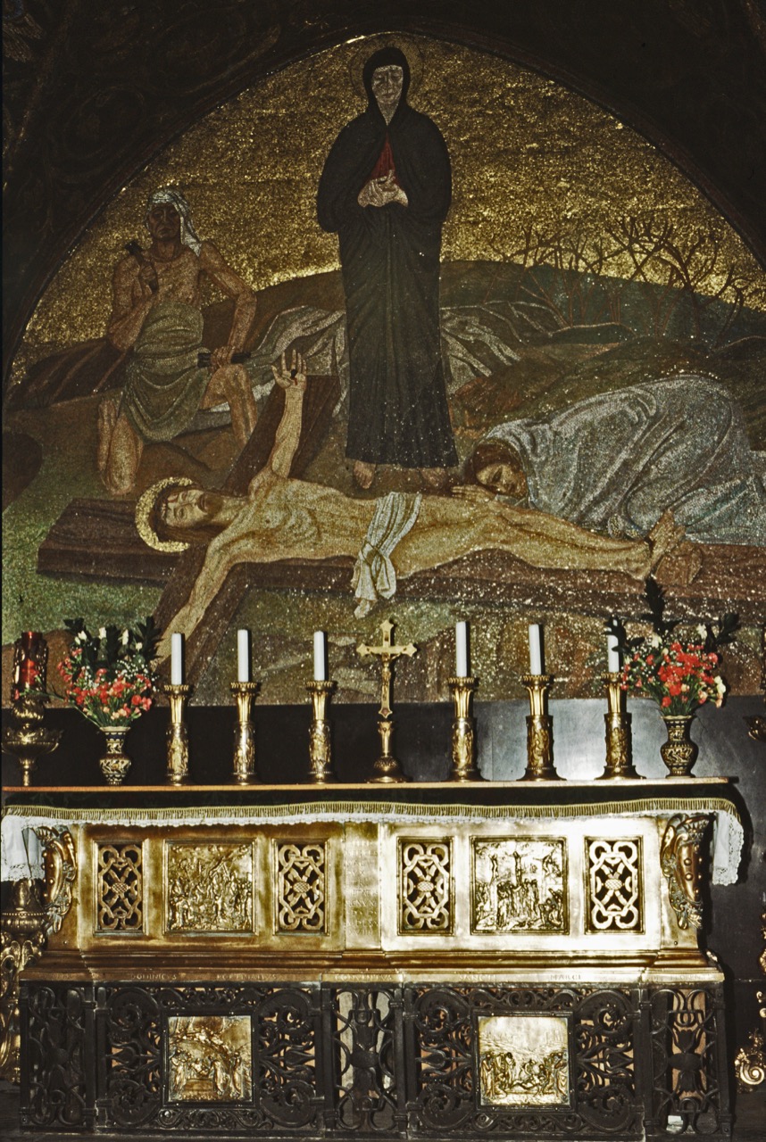 Roman Catholic altar of the Nailing of the Cross on the rock of Golgota